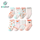 White Baby Crew Socks With Grips Rib Knit Cuff Fits Over The Ankle