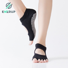 Grey Toeless Grippy Socks 5 Toe Non Slip Yoga Socks Medium Size
