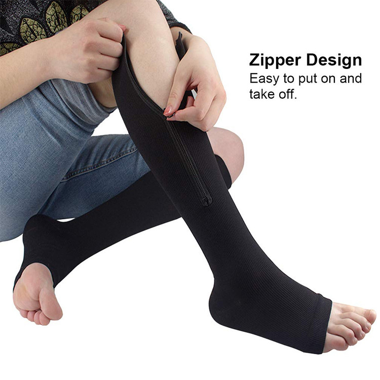 Black Spandex Mediven Compression Knee Highs Zip Up Compression Hose Black