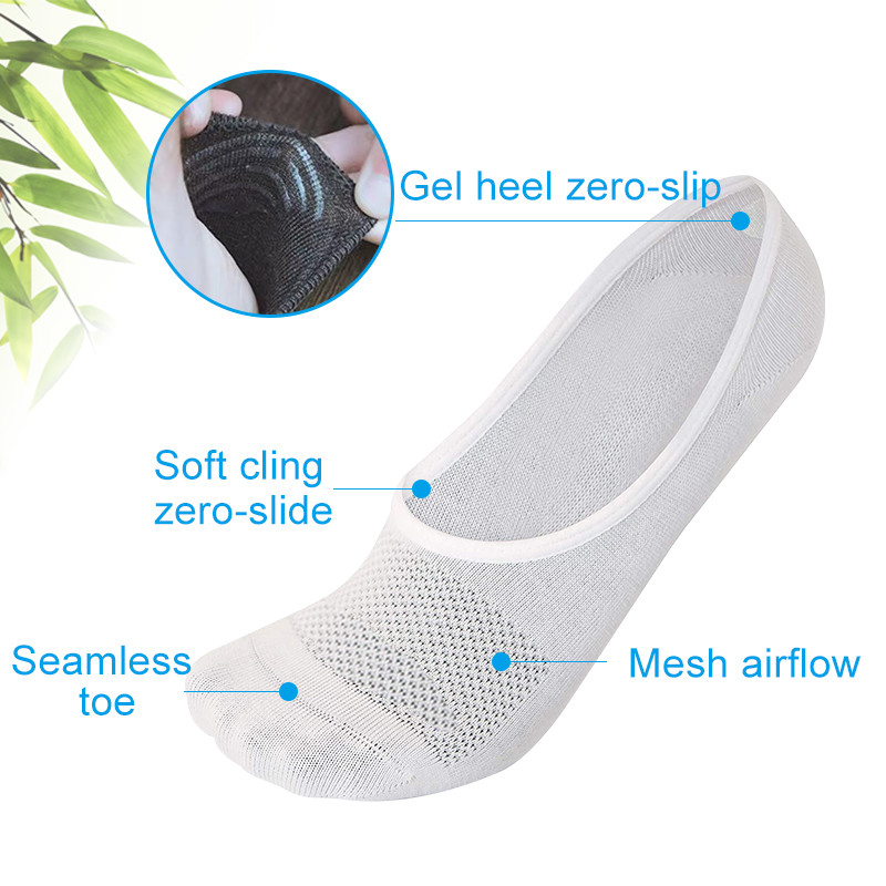 Airflow Seamless Invisible Bamboo Socks Soft Cling Zero Slide