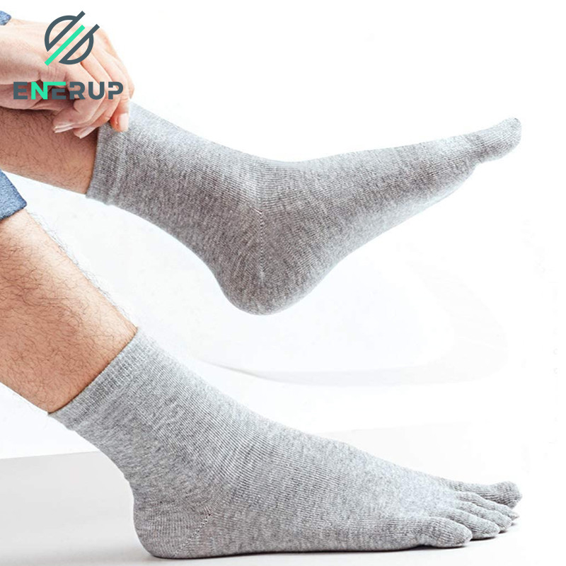 Breathable 75 Cotton Five Toe Socks Light Grey Mens Socks With Individual Toes