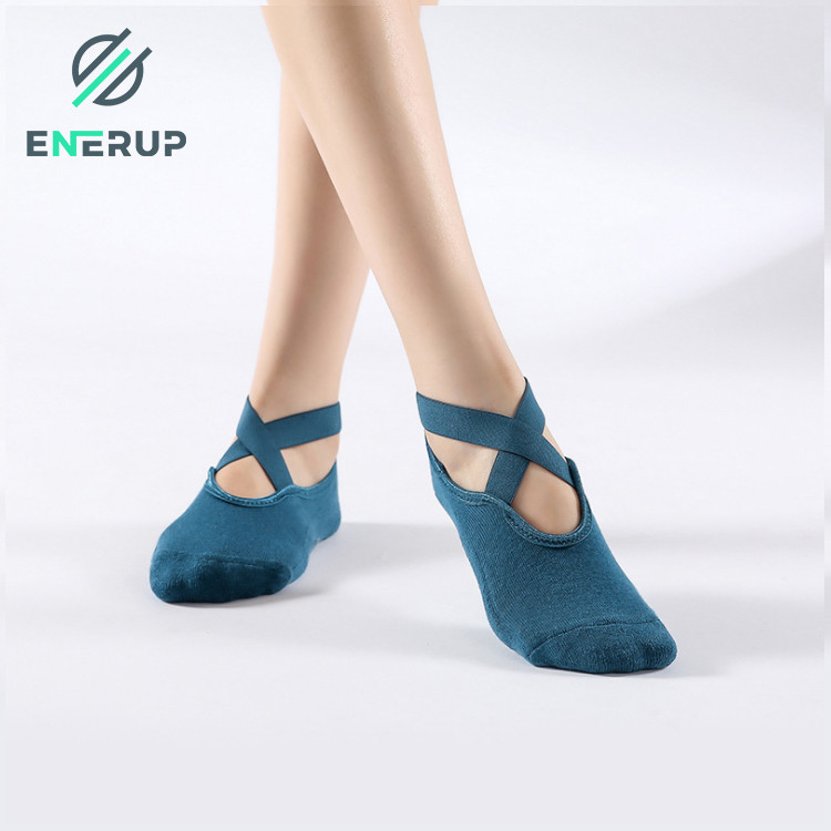 Blue Green Barre Grip Socks Cotton Spandex Yoga Pilates Socks