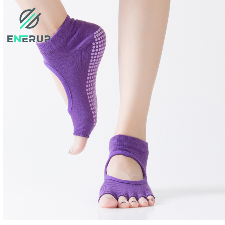 Enerup Non Slip Yoga Socks Yoga Toeless Grip Socks For Workout