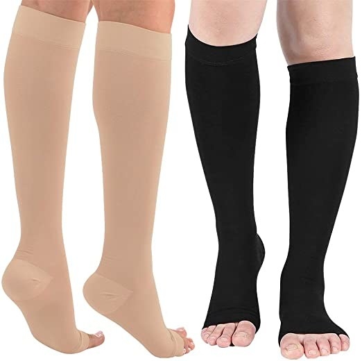 Spandex Nylon Medical Compression Stockings Xl Grade Support 20-30mmhg Toeless